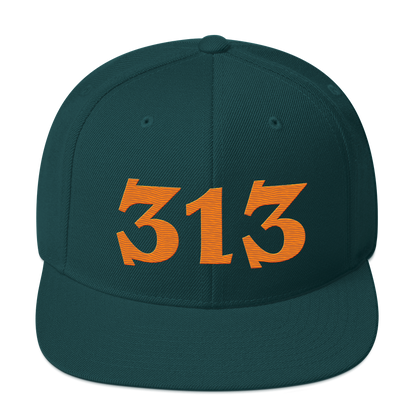 Detroit '313' Vintage Snapback (Angry Font) | Orange