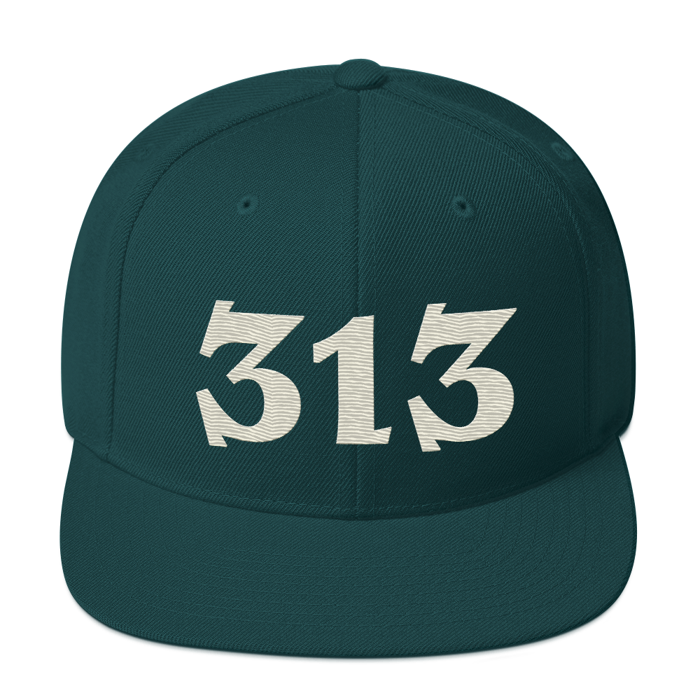 Detroit '313' Vintage Snapback (Angry Font) | Ivory White