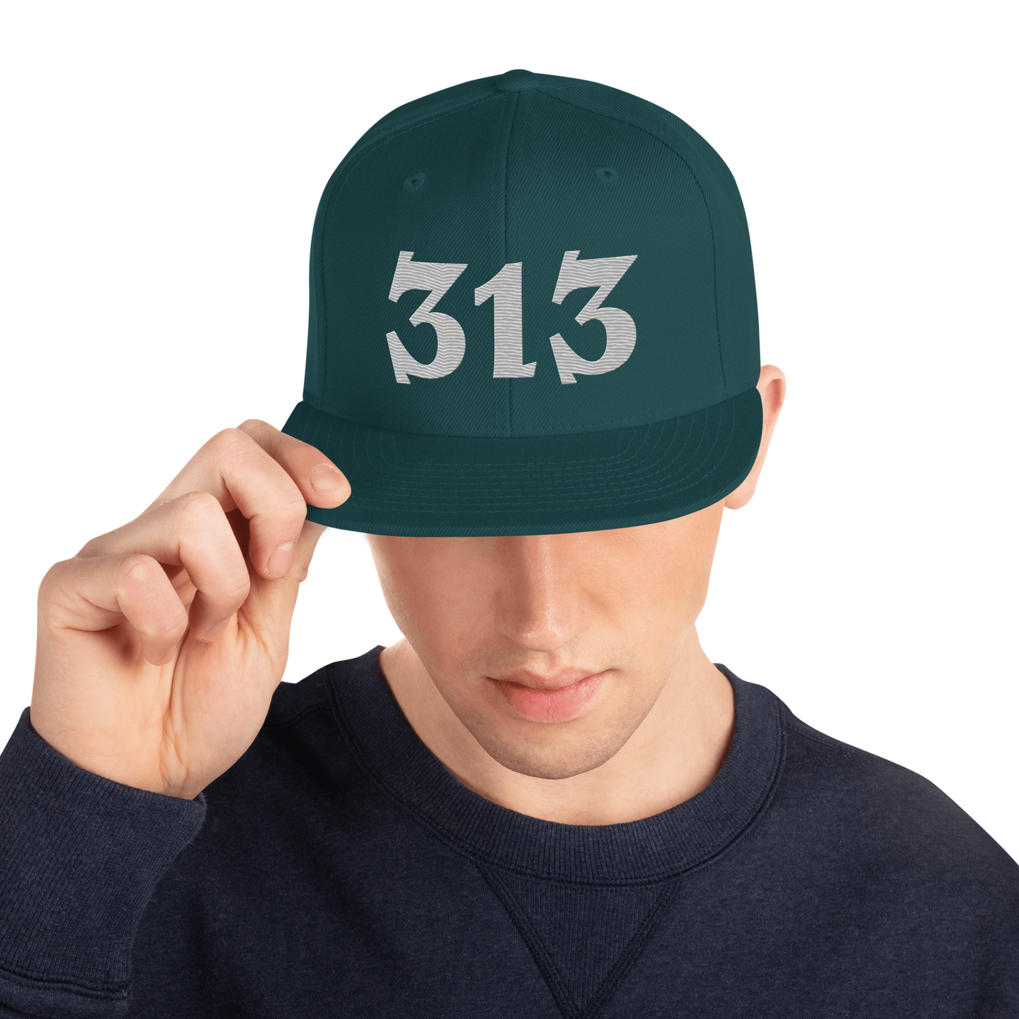 Detroit '313' Vintage Snapback (Angry Font) | Platinum