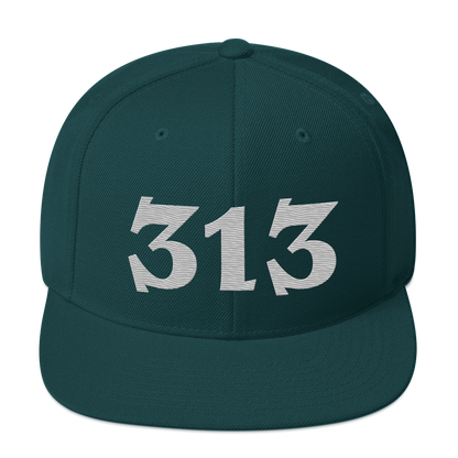 Detroit '313' Vintage Snapback (Angry Font) | Platinum