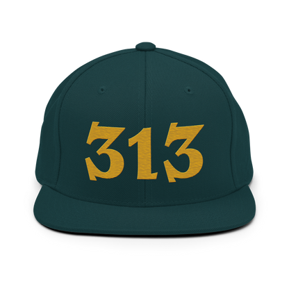 Detroit '313' Vintage Snapback (Angry Font) | Gold