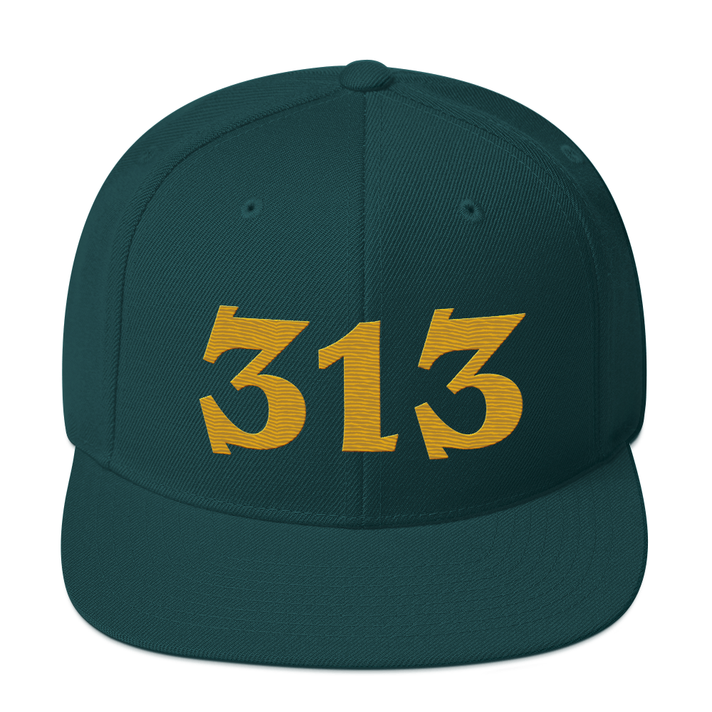 Detroit '313' Vintage Snapback (Angry Font) | Gold