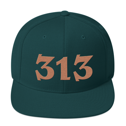 Detroit '313' Vintage Snapback (Angry Font) | Copper