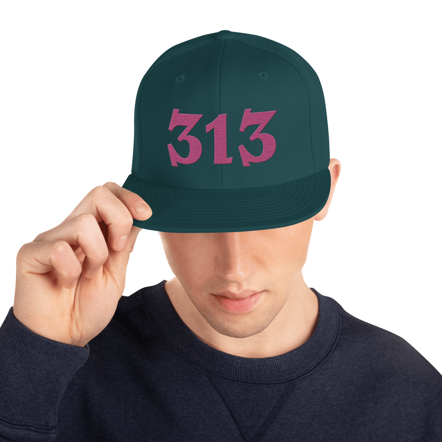 Detroit '313' Vintage Snapback (Angry Font) | Apple Blossom Pink