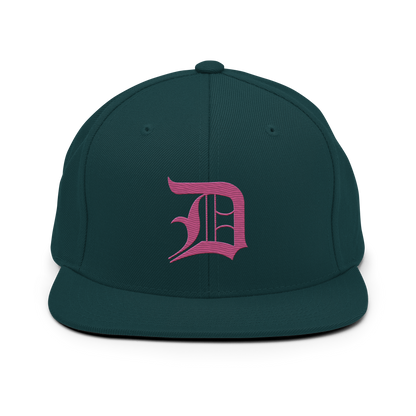 Detroit 'Old English D' Vintage Snapback (Apple Blossom Pink)