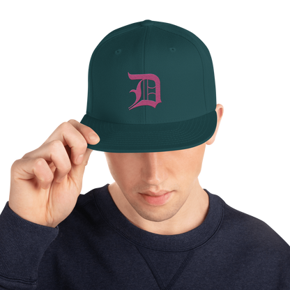 Detroit 'Old English D' Vintage Snapback (Apple Blossom Pink)