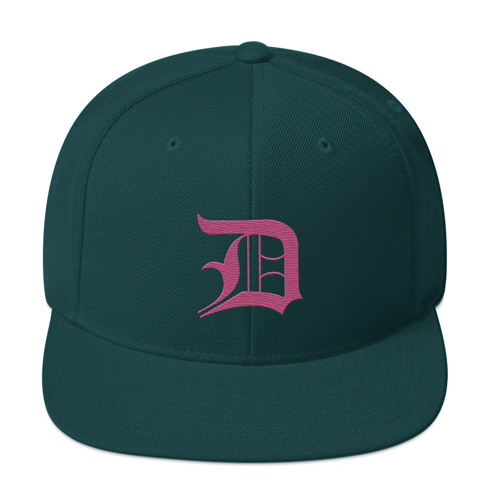 Detroit 'Old English D' Vintage Snapback (Apple Blossom Pink)