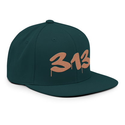 Detroit '313' Vintage Snapback (Tag Font) | Copper