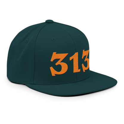 Detroit '313' Vintage Snapback (Angry Font) | Orange