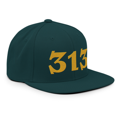 Detroit '313' Vintage Snapback (Angry Font) | Gold