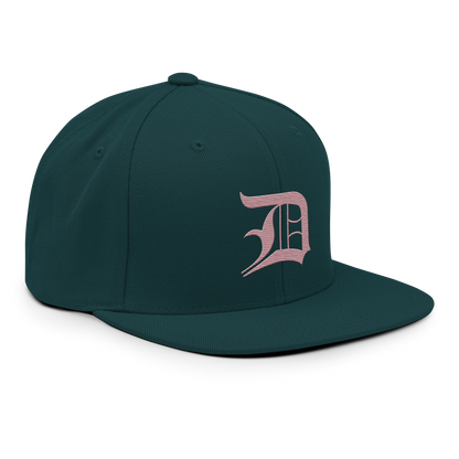 Detroit 'Old English D' Vintage Snapback (Cherry Blossom Pink)