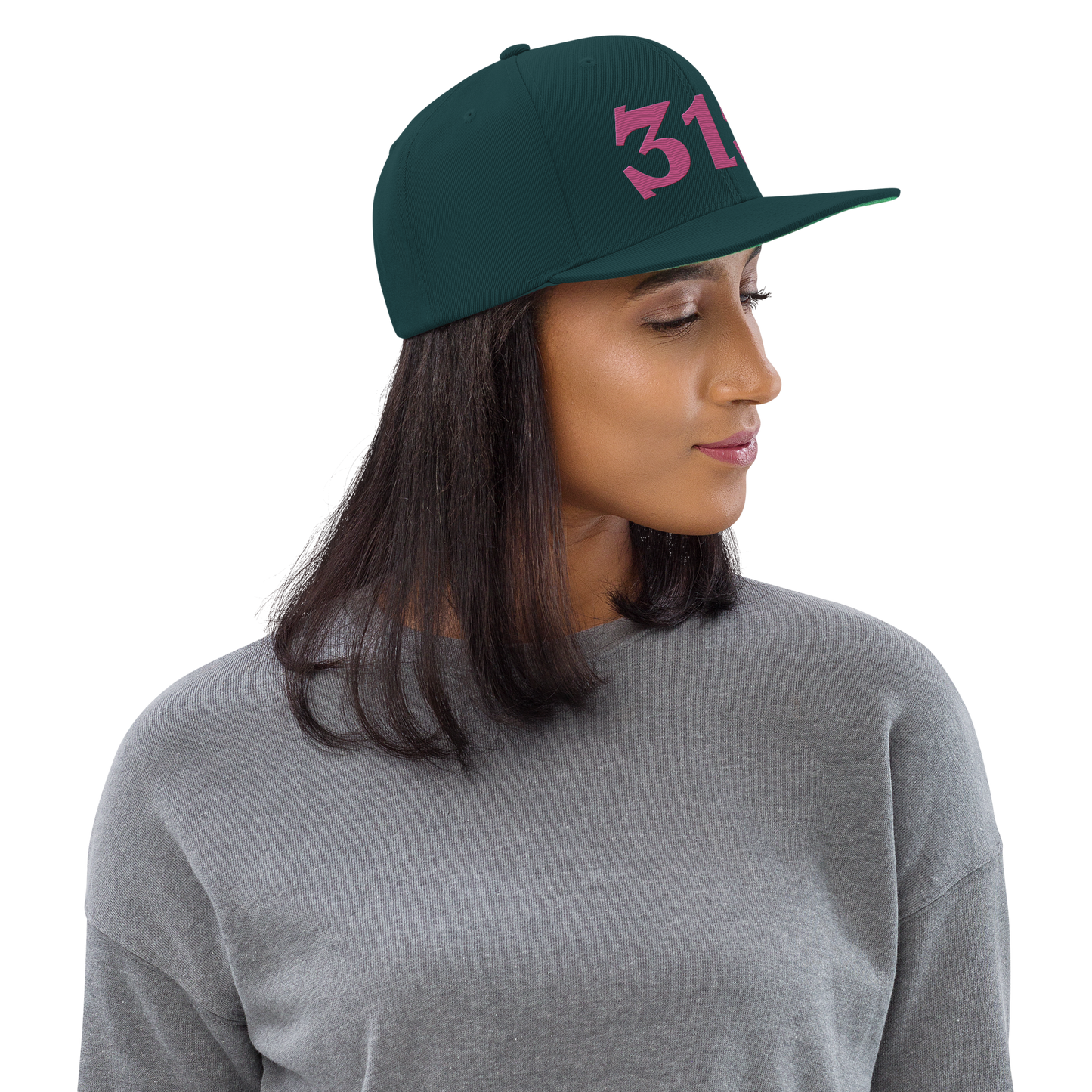 Detroit '313' Vintage Snapback (Angry Font) | Apple Blossom Pink