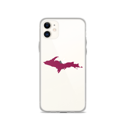 Michigan Upper Peninsula Clear iPhone Case (w/ Ruby Red UP Outline)