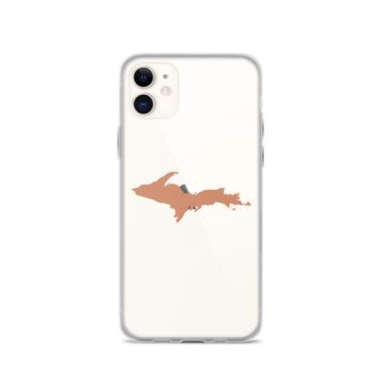 Michigan Upper Peninsula Clear iPhone Case (w/ Copper Color UP Outline)