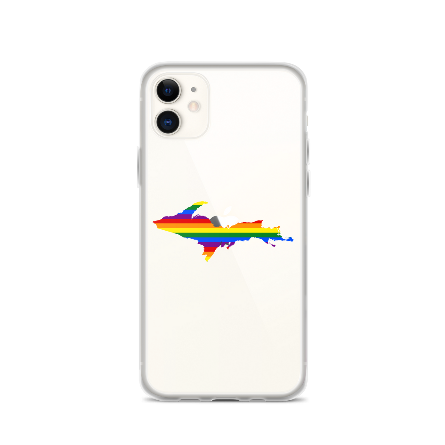 Michigan Upper Peninsula Clear iPhone Case (w/ UP Pride Flag Outline)