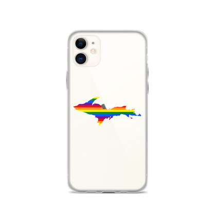 Michigan Upper Peninsula Clear iPhone Case (w/ UP Pride Flag Outline)