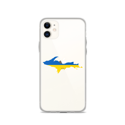 Michigan Upper Peninsula Clear iPhone Case (w/ UP Ukraine Flag Outline)