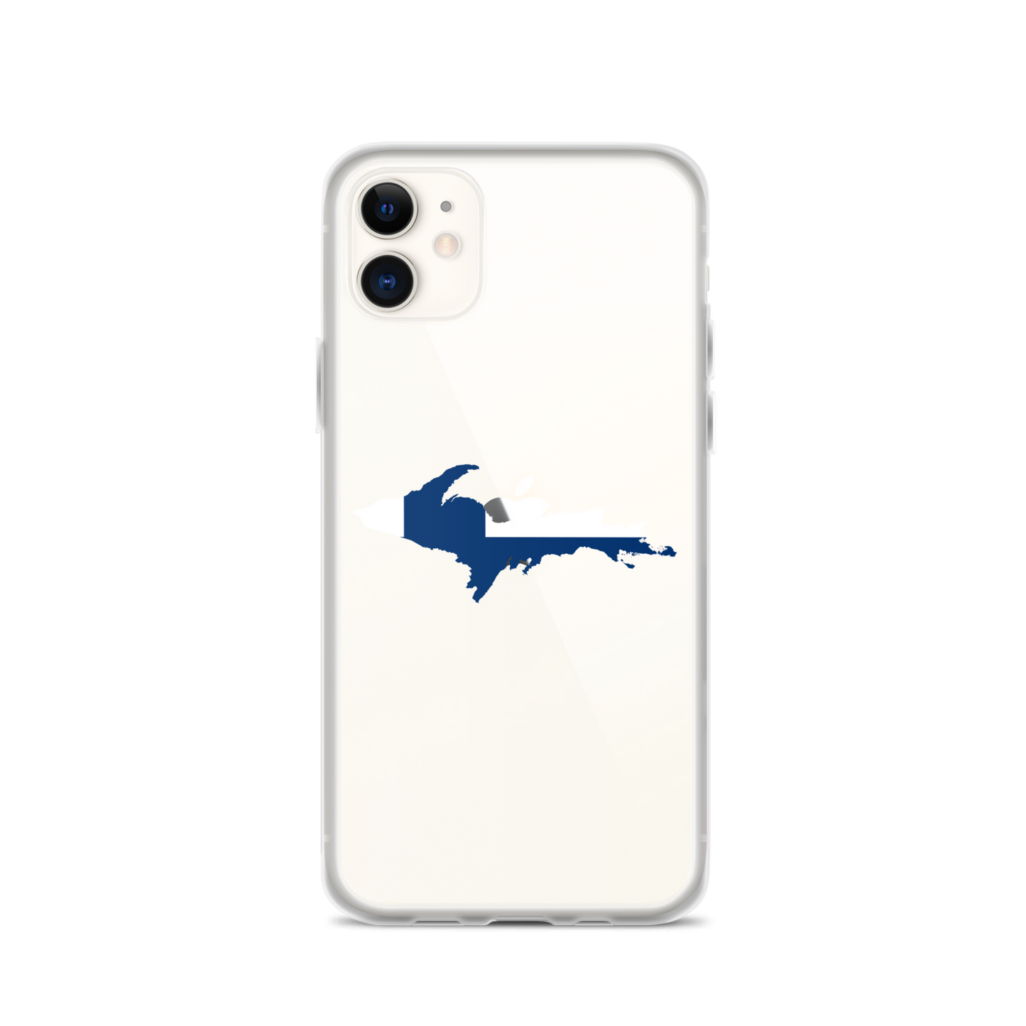 Michigan Upper Peninsula Clear iPhone Case (w/ UP Finland Flag Outline)