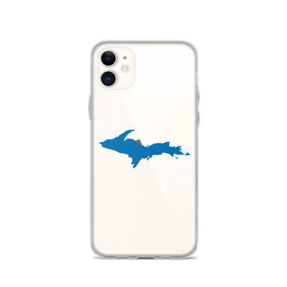 Michigan Upper Peninsula Clear iPhone Case (w/ Azure UP Outline)