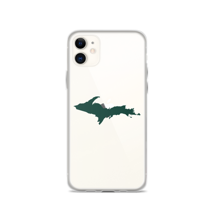 Michigan Upper Peninsula Clear iPhone Case (w/ Green UP Outline)