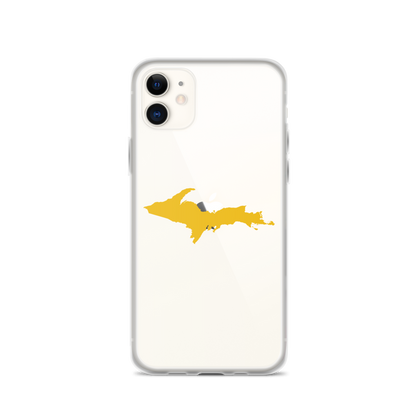 Michigan Upper Peninsula Clear iPhone Case (w/ Gold UP Outline)