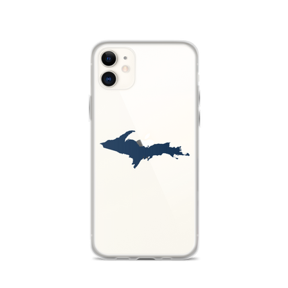 Michigan Upper Peninsula Clear iPhone Case (w/ Navy UP Outline)