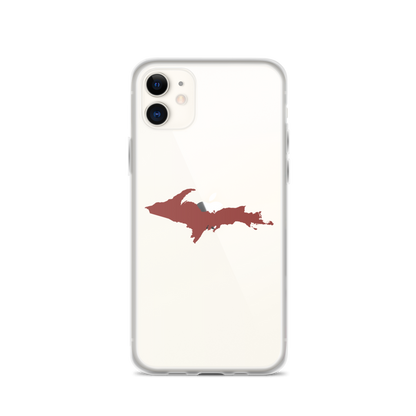 Michigan Upper Peninsula Clear iPhone Case (w/ Ore Dock Red UP Outline)