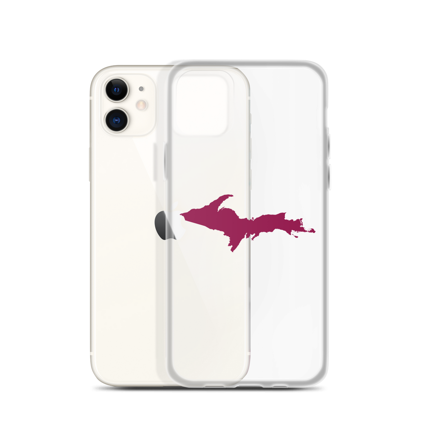 Michigan Upper Peninsula Clear iPhone Case (w/ Ruby Red UP Outline)