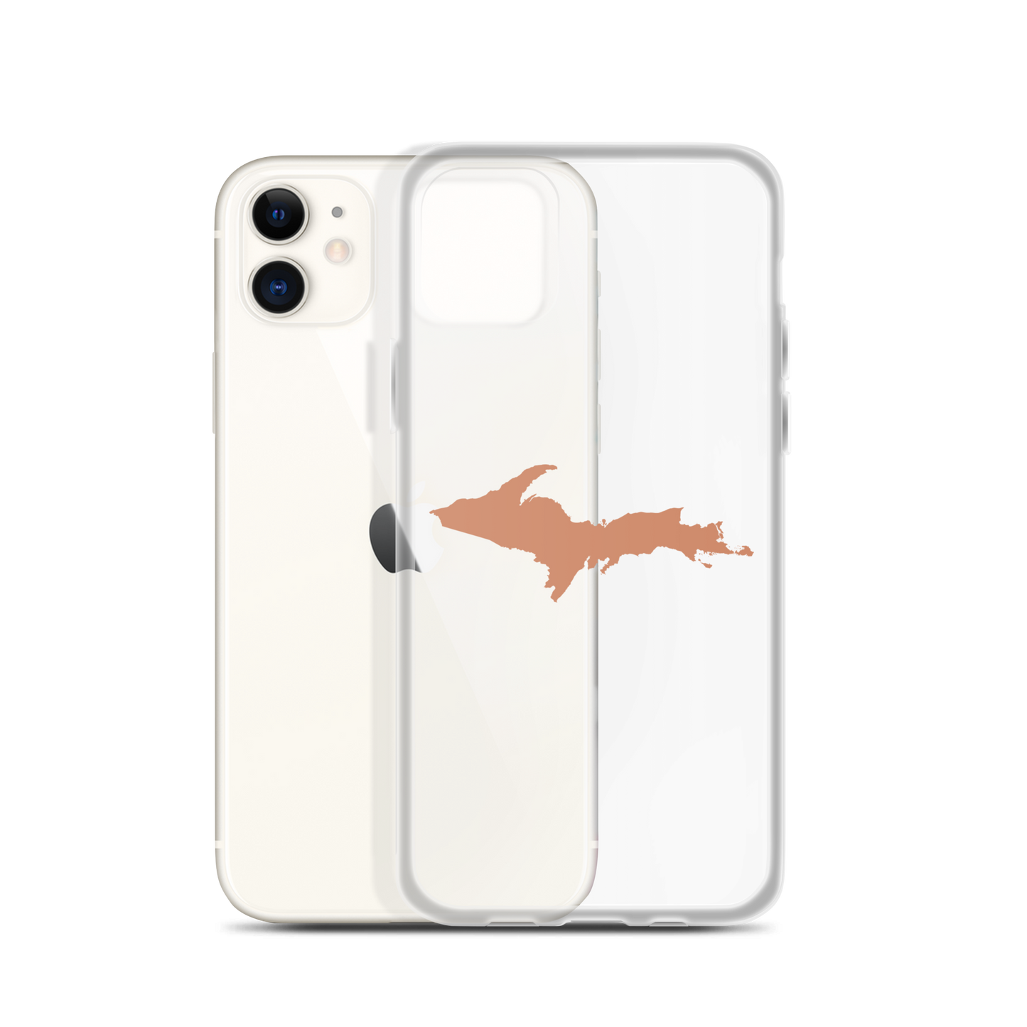 Michigan Upper Peninsula Clear iPhone Case (w/ Copper Color UP Outline)