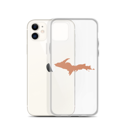 Michigan Upper Peninsula Clear iPhone Case (w/ Copper Color UP Outline)