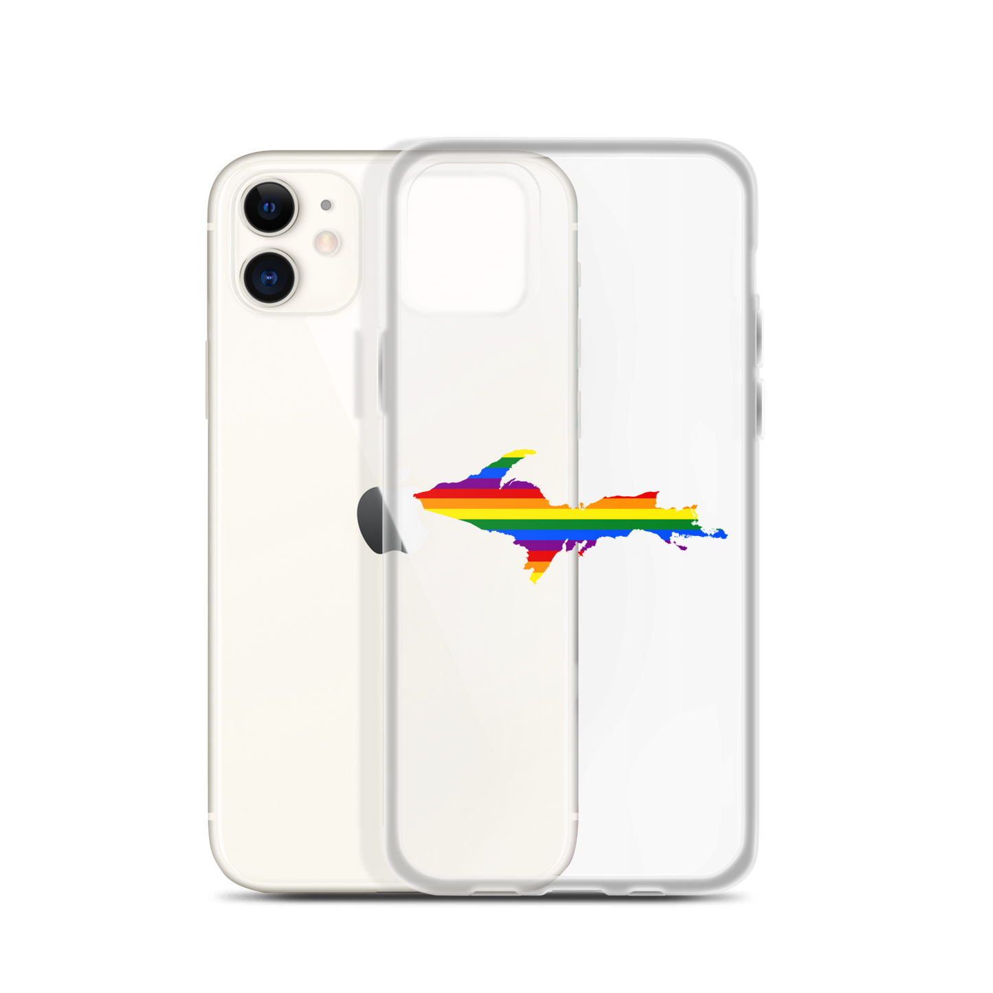 Michigan Upper Peninsula Clear iPhone Case (w/ UP Pride Flag Outline)