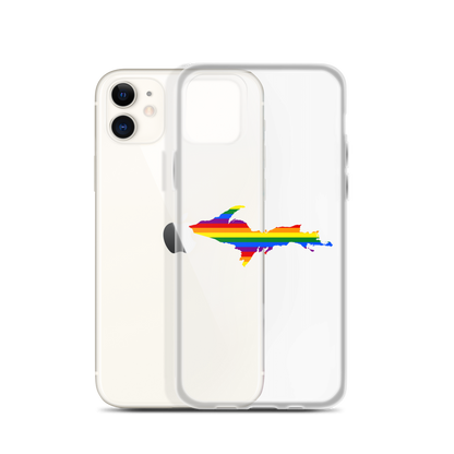 Michigan Upper Peninsula Clear iPhone Case (w/ UP Pride Flag Outline)