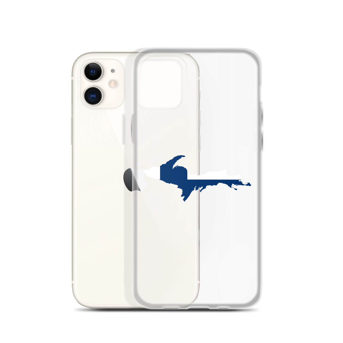 Michigan Upper Peninsula Clear iPhone Case (w/ UP Finland Flag Outline)