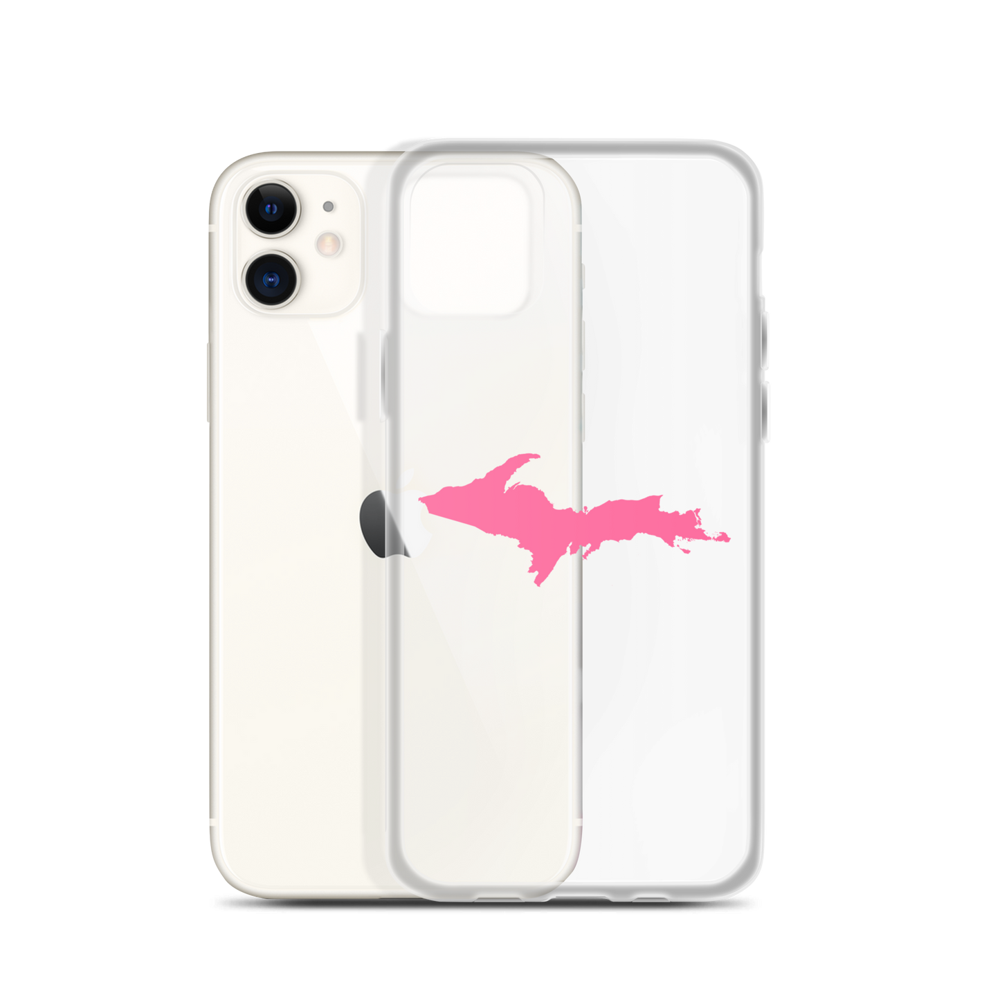 Michigan Upper Peninsula Clear iPhone Case (w/ Pink UP Outline)