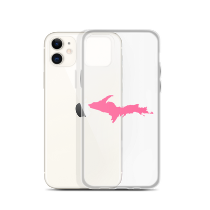 Michigan Upper Peninsula Clear iPhone Case (w/ Pink UP Outline)