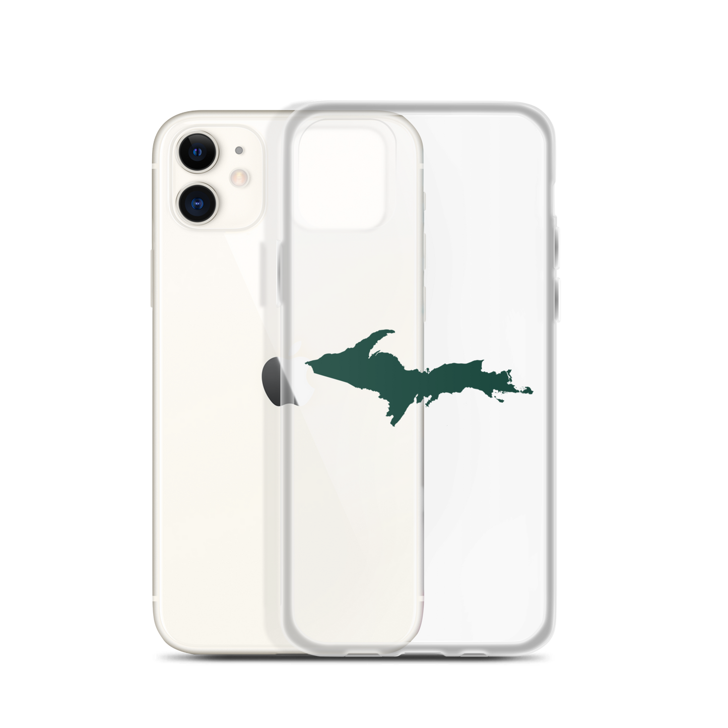 Michigan Upper Peninsula Clear iPhone Case (w/ Green UP Outline)