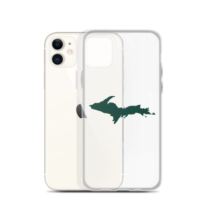 Michigan Upper Peninsula Clear iPhone Case (w/ Green UP Outline)