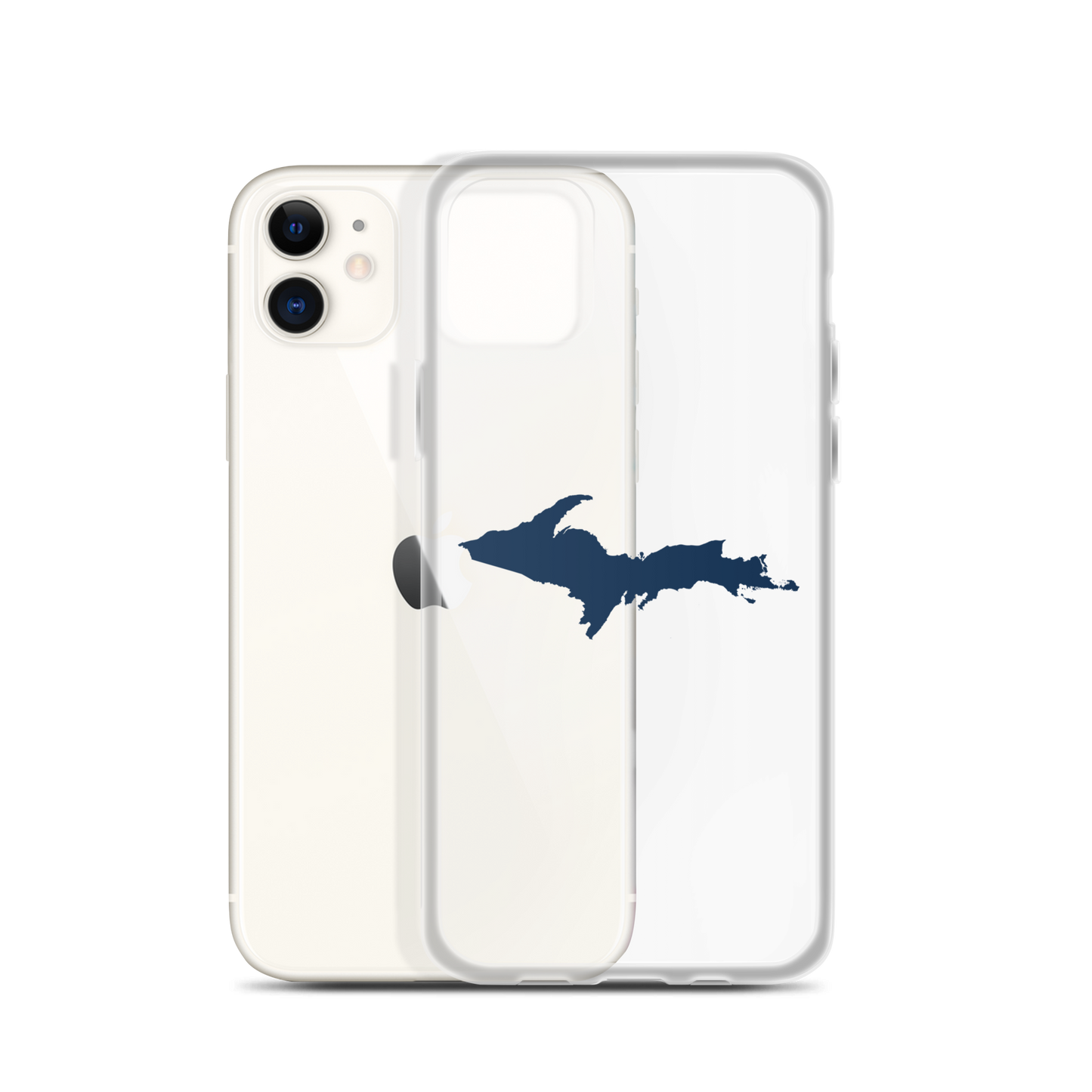 Michigan Upper Peninsula Clear iPhone Case (w/ Navy UP Outline)