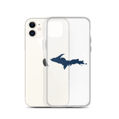 Michigan Upper Peninsula Clear iPhone Case (w/ Navy UP Outline)