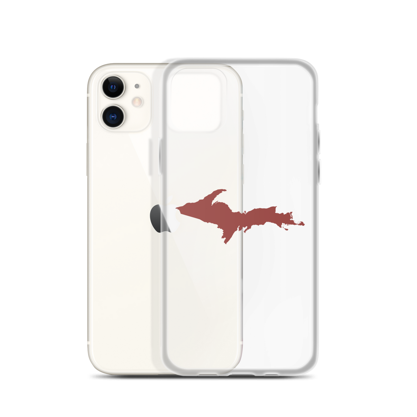 Michigan Upper Peninsula Clear iPhone Case (w/ Ore Dock Red UP Outline)