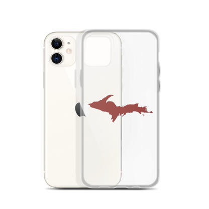 Michigan Upper Peninsula Clear iPhone Case (w/ Ore Dock Red UP Outline)