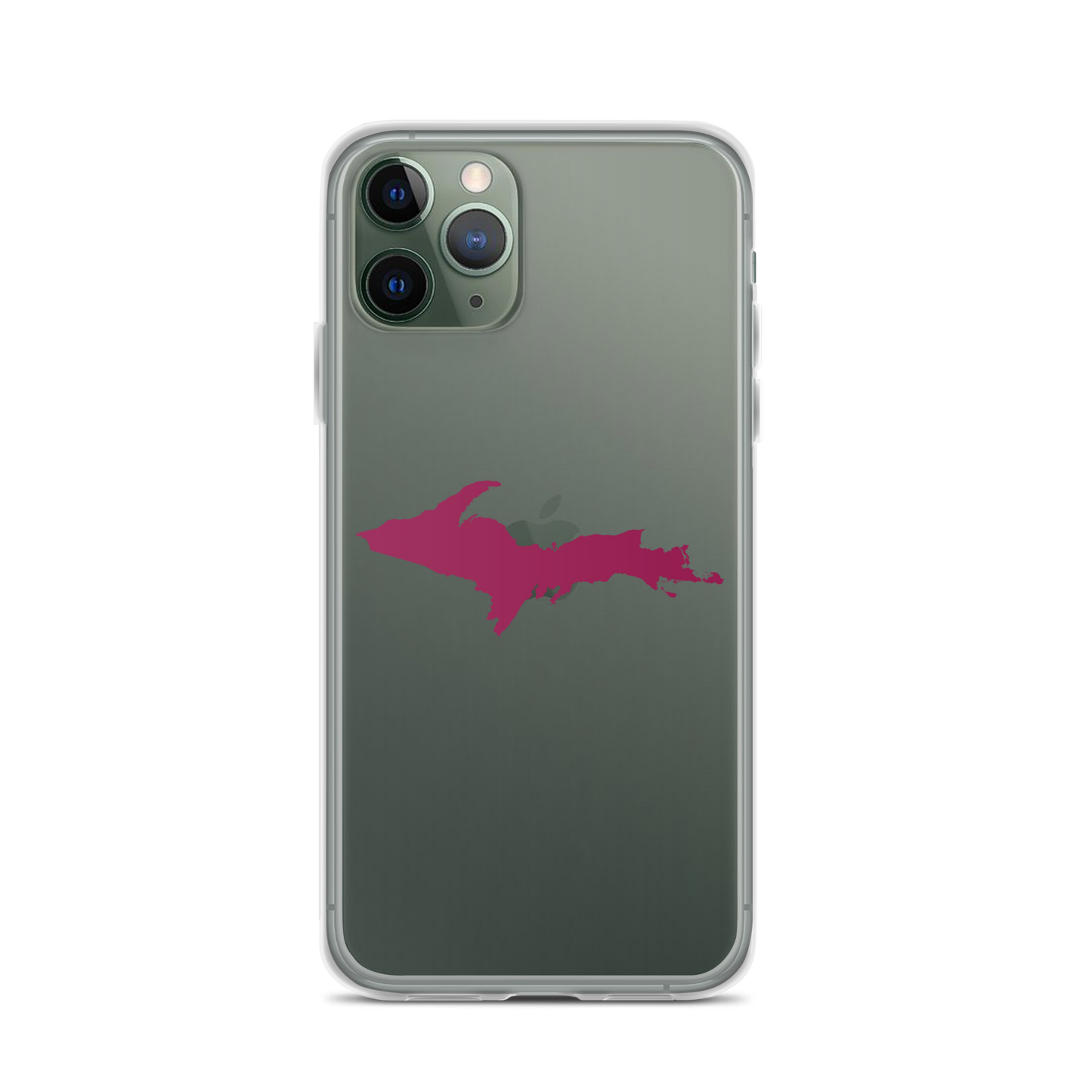 Michigan Upper Peninsula Clear iPhone Case (w/ Ruby Red UP Outline)