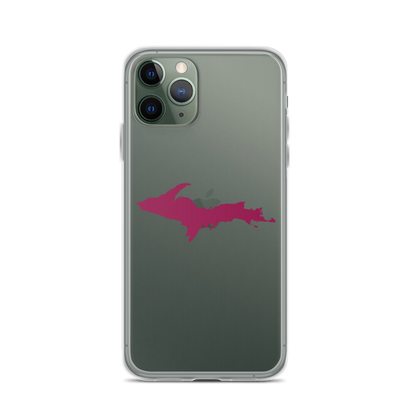 Michigan Upper Peninsula Clear iPhone Case (w/ Ruby Red UP Outline)