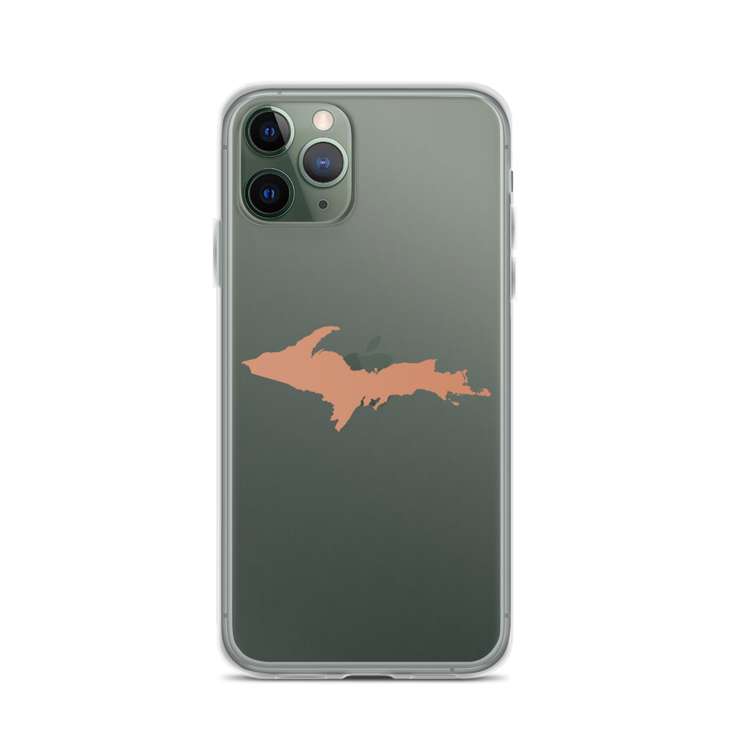 Michigan Upper Peninsula Clear iPhone Case (w/ Copper Color UP Outline)