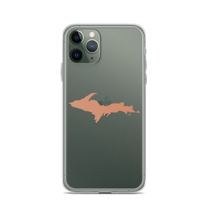 Michigan Upper Peninsula Clear iPhone Case (w/ Copper Color UP Outline)