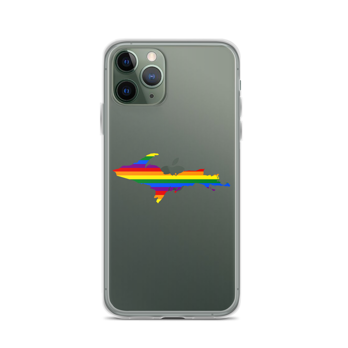 Michigan Upper Peninsula Clear iPhone Case (w/ UP Pride Flag Outline)