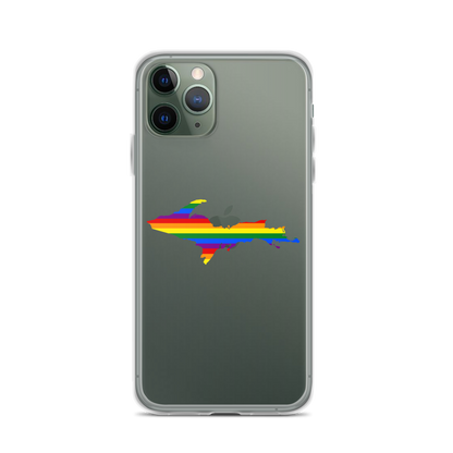 Michigan Upper Peninsula Clear iPhone Case (w/ UP Pride Flag Outline)