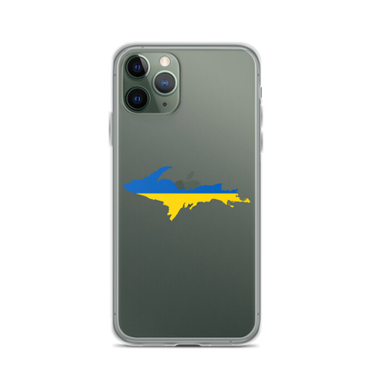 Michigan Upper Peninsula Clear iPhone Case (w/ UP Ukraine Flag Outline)