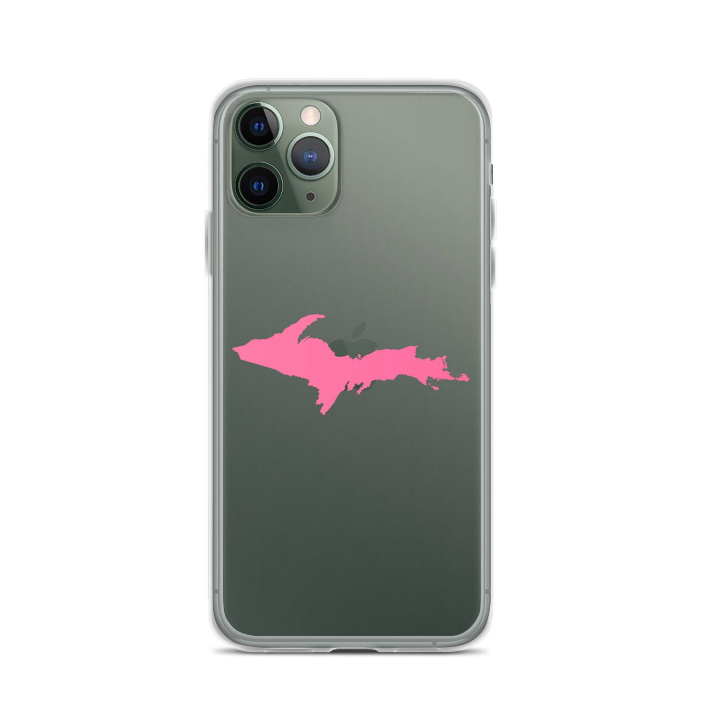 Michigan Upper Peninsula Clear iPhone Case (w/ Pink UP Outline)