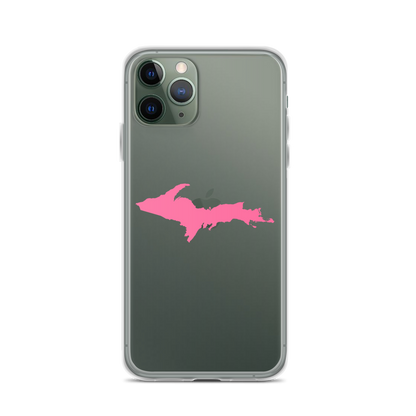 Michigan Upper Peninsula Clear iPhone Case (w/ Pink UP Outline)